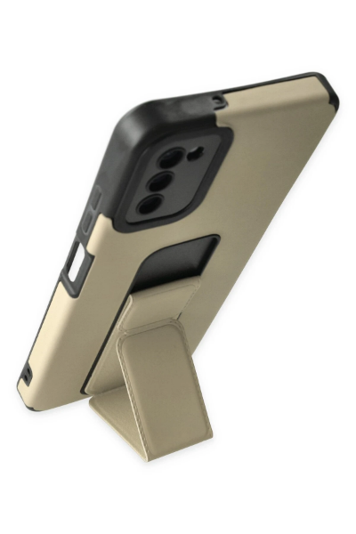 Newface Samsung Galaxy A03S Kılıf Mega Standlı Silikon - Gold resmi