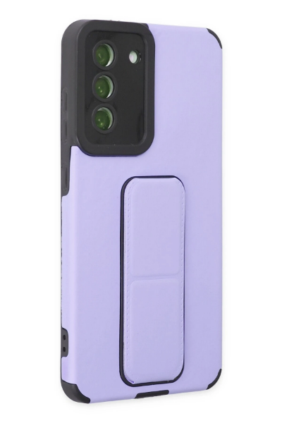 Newface Samsung Galaxy S21 FE Kılıf Mega Standlı Silikon - Lila resmi