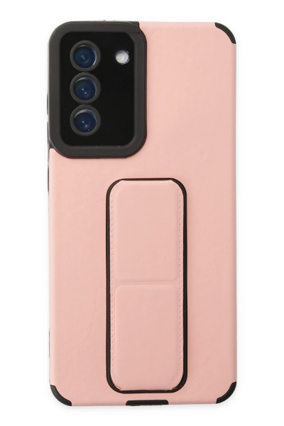 Newface Samsung Galaxy S21 FE Kılıf Mega Standlı Silikon - Pudra resmi