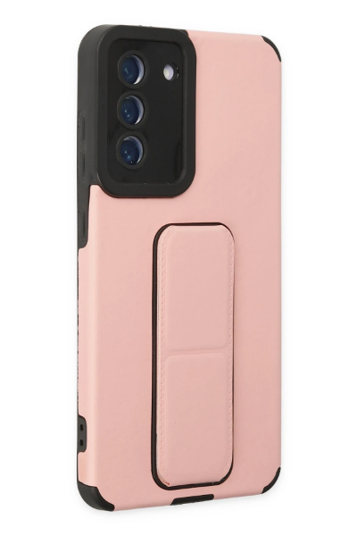 Newface Samsung Galaxy S21 FE Kılıf Mega Standlı Silikon - Pudra resmi