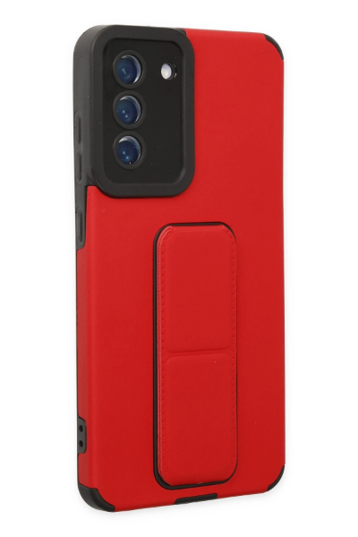 Newface Samsung Galaxy S21 FE Kılıf Mega Standlı Silikon - Kırmızı resmi
