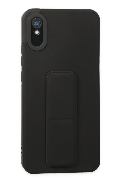 Newface Xiaomi Redmi 9A Kılıf Mega Standlı Silikon - Siyah resmi