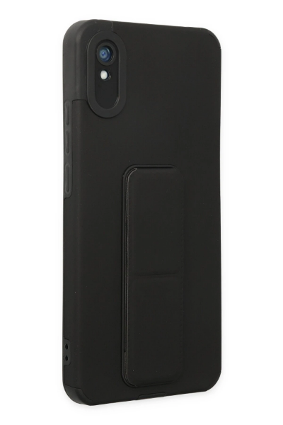 Newface Xiaomi Redmi 9A Kılıf Mega Standlı Silikon - Siyah resmi