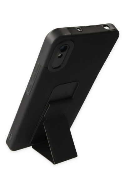 Newface Xiaomi Redmi 9A Kılıf Mega Standlı Silikon - Siyah resmi