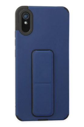 Newface Xiaomi Redmi 9A Kılıf Mega Standlı Silikon - Mavi resmi