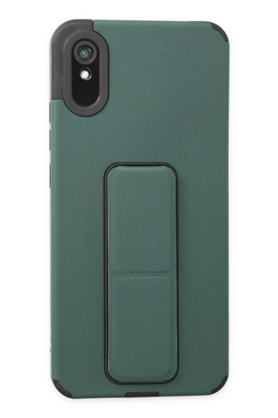 Newface Xiaomi Redmi 9A Kılıf Mega Standlı Silikon - Yeşil resmi