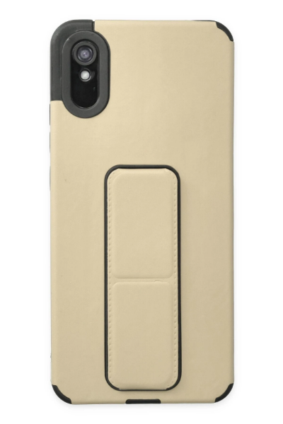 Newface Xiaomi Redmi 9A Kılıf Mega Standlı Silikon - Gold resmi