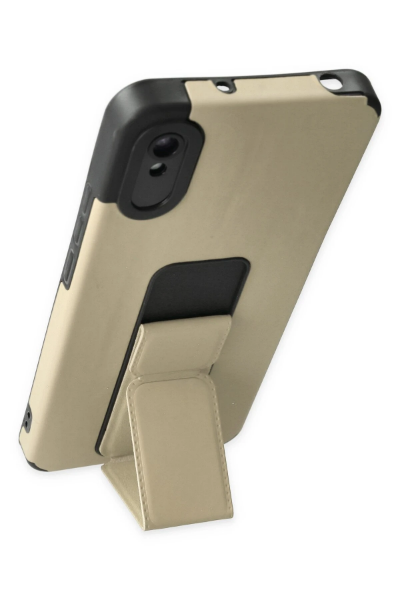 Newface Xiaomi Redmi 9A Kılıf Mega Standlı Silikon - Gold resmi