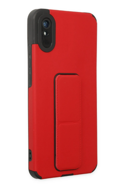 Newface Xiaomi Redmi 9A Kılıf Mega Standlı Silikon - Kırmızı resmi