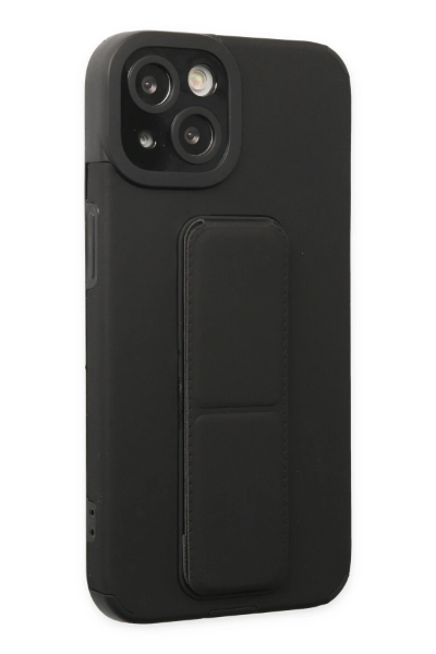 Newface iPhone 14 Plus Kılıf Mega Standlı Silikon - Siyah resmi