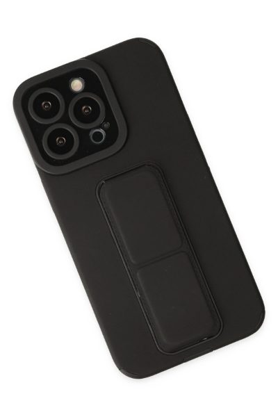 Newface iPhone 14 Pro Kılıf Mega Standlı Silikon - Siyah resmi