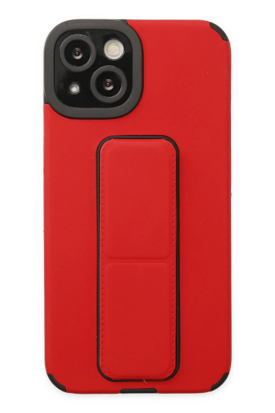 Newface iPhone 14 Plus Kılıf Mega Standlı Silikon - Kırmızı resmi