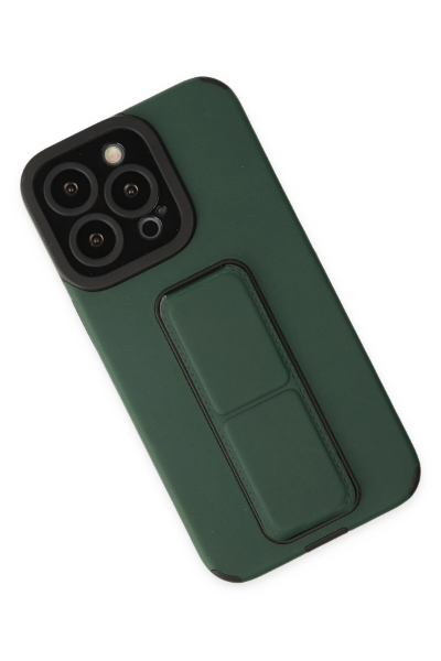Newface iPhone 14 Pro Kılıf Mega Standlı Silikon - Yeşil resmi