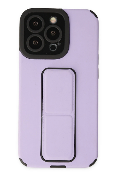 Newface iPhone 14 Pro Max Kılıf Mega Standlı Silikon - Lila resmi