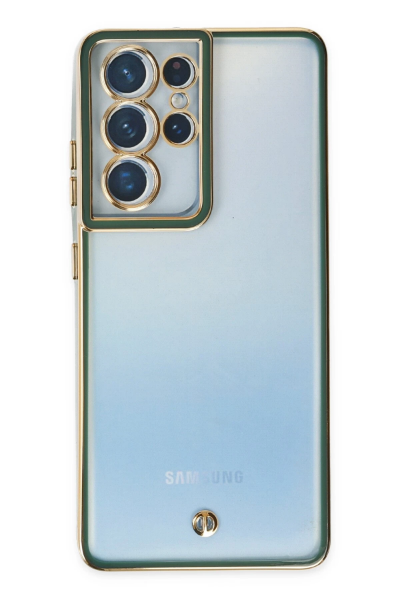 Newface Samsung Galaxy S21 Ultra Kılıf Liva Lens Silikon - Yeşil resmi