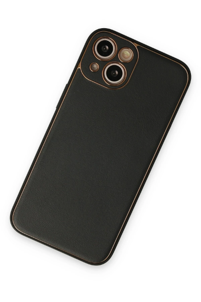Newface iPhone 14 Kılıf Coco Deri Silikon Kapak - Siyah resmi