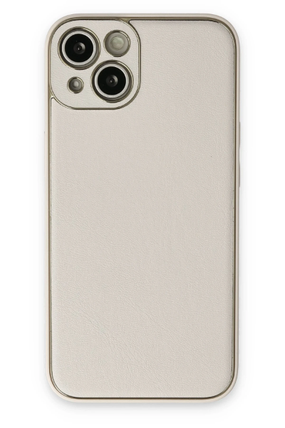 Newface iPhone 14 Plus Kılıf Coco Deri Silikon Kapak - Beyaz resmi