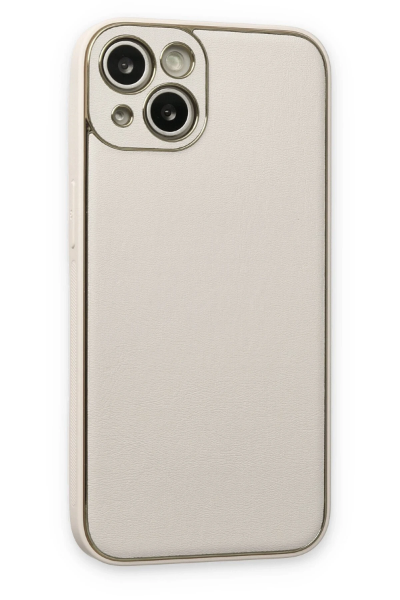 Newface iPhone 14 Plus Kılıf Coco Deri Silikon Kapak - Beyaz resmi