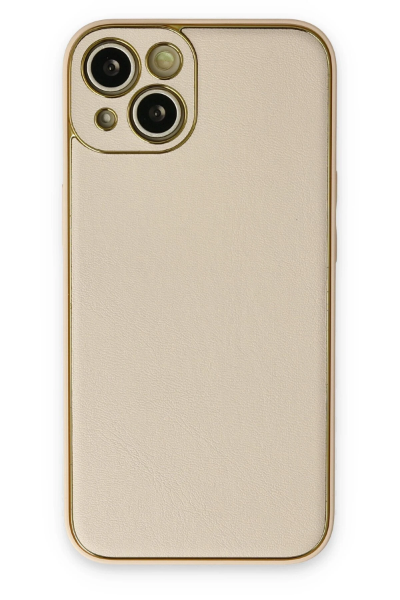 Newface iPhone 14 Plus Kılıf Coco Deri Silikon Kapak - Gold resmi