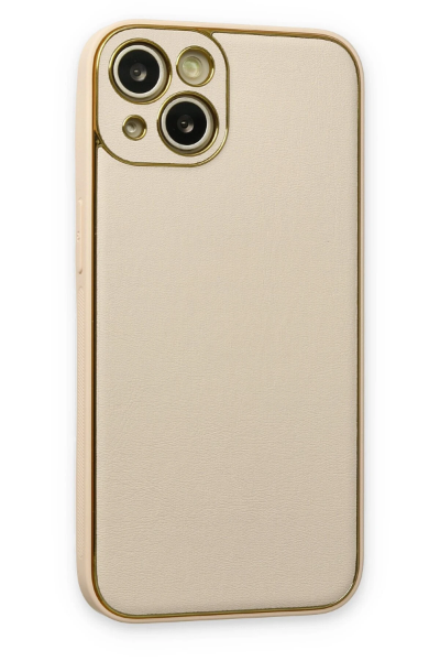 Newface iPhone 14 Plus Kılıf Coco Deri Silikon Kapak - Gold resmi