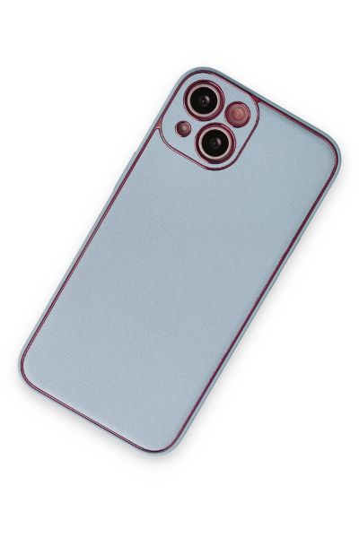 Newface iPhone 14 Plus Kılıf Coco Deri Silikon Kapak - Sky Blue resmi