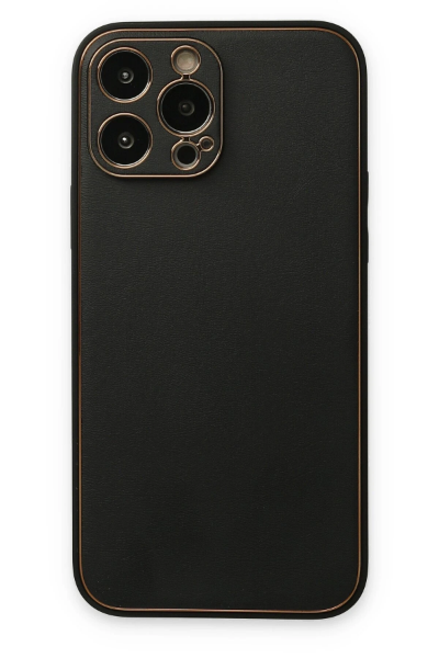 Newface iPhone 14 Pro Kılıf Coco Deri Silikon Kapak - Siyah resmi