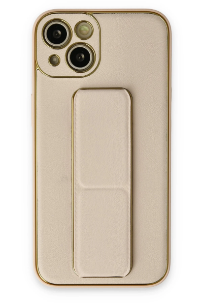Newface iPhone 14 Plus Kılıf Coco Deri Standlı Kapak - Gold resmi