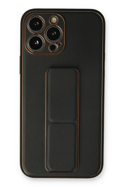 Newface iPhone 14 Pro Kılıf Coco Deri Standlı Kapak - Siyah resmi