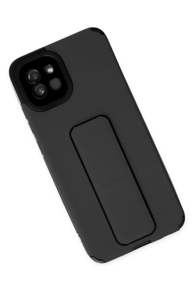 Newface Samsung Galaxy A03 Kılıf Mega Standlı Silikon - Siyah resmi