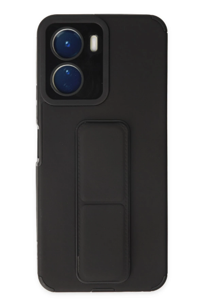 Newface Vivo Y16 Kılıf Mega Standlı Silikon - Siyah resmi