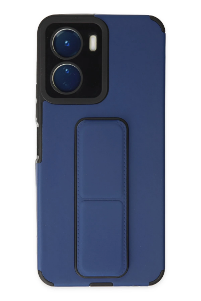 Newface Vivo Y16 Kılıf Mega Standlı Silikon - Mavi resmi