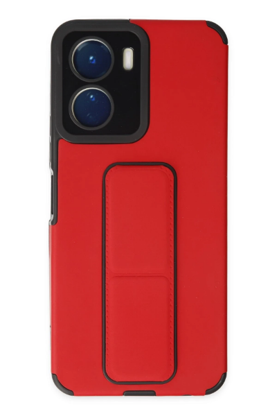 Newface Vivo Y16 Kılıf Mega Standlı Silikon - Kırmızı resmi