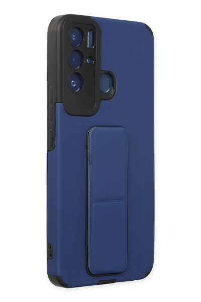 Newface Tecno Pova Neo Kılıf Mega Standlı Silikon - Mavi resmi
