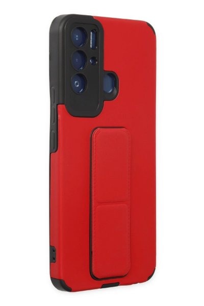 Newface Tecno Pova Neo Kılıf Mega Standlı Silikon - Kırmızı resmi