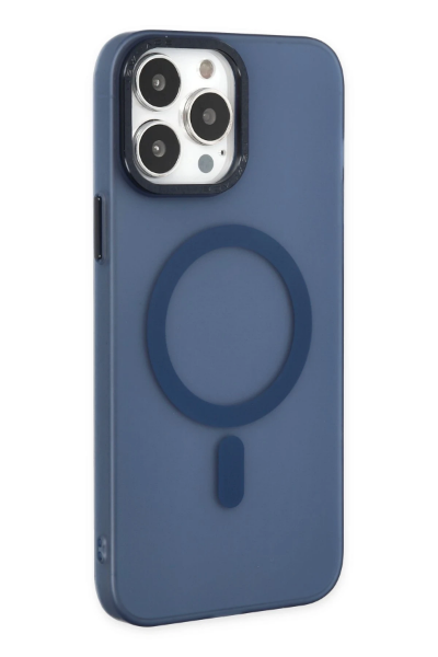 Newface iPhone 14 Pro Kılıf Lodos Magneticsafe Mat Kapak - Mavi resmi