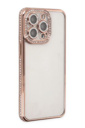 Newface iPhone 14 Pro Kılıf Joke Taşlı Silikon - Pembe resmi