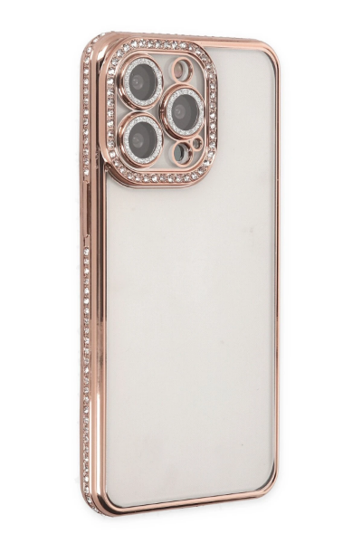 Newface iPhone 14 Pro Kılıf Joke Taşlı Silikon - Pembe resmi