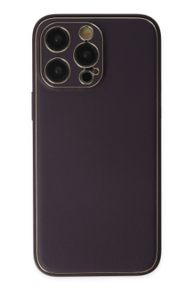 Newface iPhone 13 Pro Kılıf Coco Deri Silikon Kapak - Derin Mor resmi