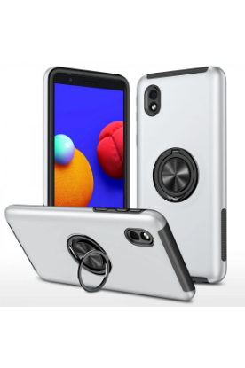 Newface Samsung Galaxy A01 Core Kılıf Elit Yüzüklü Kapak - Gümüş resmi