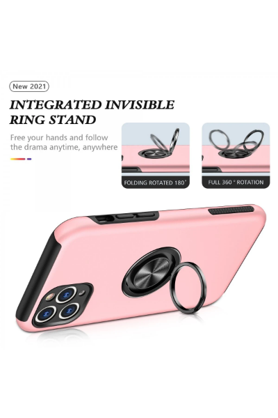 Newface iPhone 11 Pro Max Kılıf Elit Yüzüklü Kapak - Pembe resmi