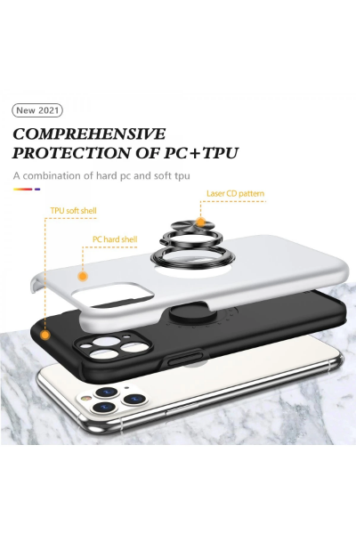 Newface iPhone 11 Pro Max Kılıf Elit Yüzüklü Kapak - Gümüş resmi