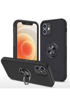 Newface iPhone 12 Mini Kılıf Elit Yüzüklü Kapak - Siyah resmi