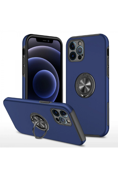 Newface iPhone 12 Pro Max Kılıf Elit Yüzüklü Kapak - Lacivert resmi