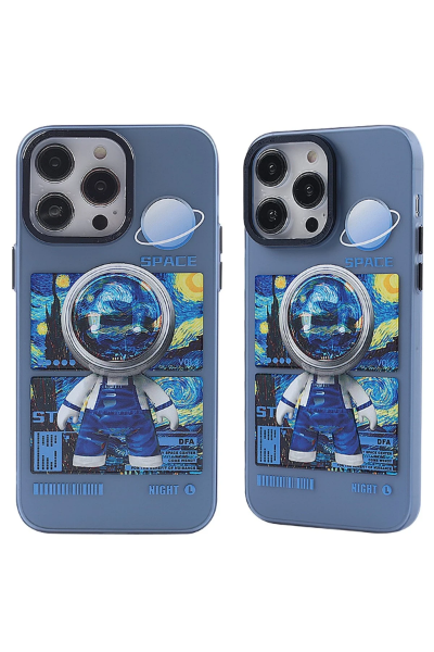 Newface iPhone 14 Pro Kılıf Prada Desenli Kapak - Prada Mavi - 1 resmi