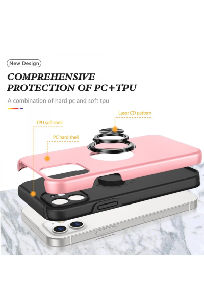 Newface iPhone 12 Kılıf Elit Yüzüklü Kapak - Pembe resmi