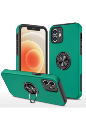 Newface iPhone 12 Kılıf Elit Yüzüklü Kapak - Yeşil resmi