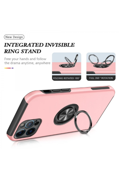 Newface iPhone 12 Pro Kılıf Elit Yüzüklü Kapak - Pembe resmi