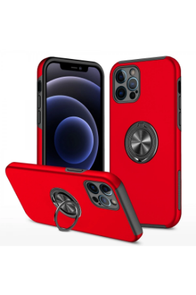 Newface iPhone 12 Pro Kılıf Elit Yüzüklü Kapak - Kırmızı resmi