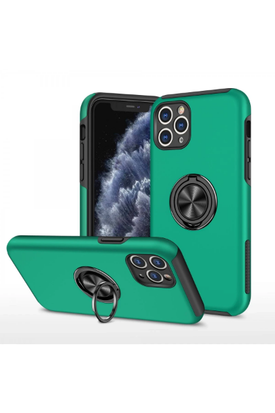 Newface iPhone 11 Pro Kılıf Elit Yüzüklü Kapak - Yeşil resmi