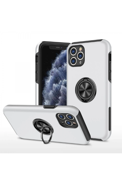 Newface iPhone 11 Pro Kılıf Elit Yüzüklü Kapak - Gümüş resmi